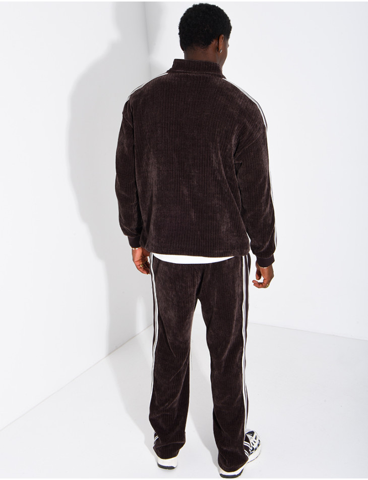 Ensemble côtelé pantalon et veste à bandes