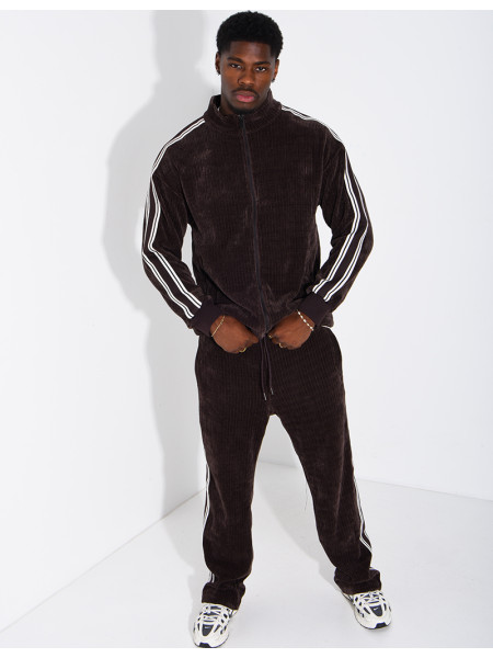 Ensemble côtelé pantalon et veste à bandes