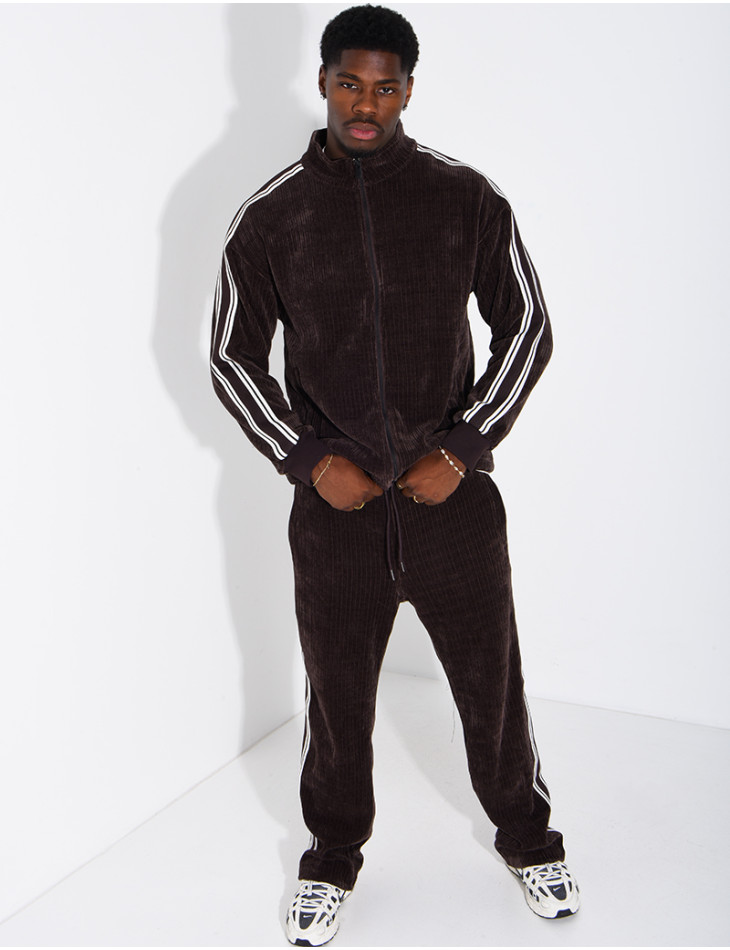Ensemble côtelé pantalon et veste à bandes