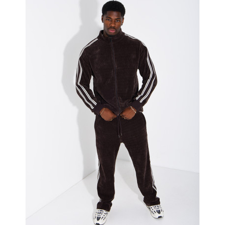 Ensemble côtelé pantalon et veste à bandes