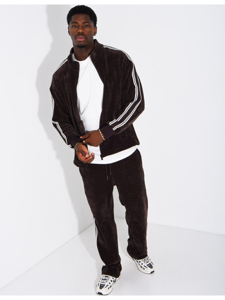 Ensemble côtelé pantalon et veste à bandes