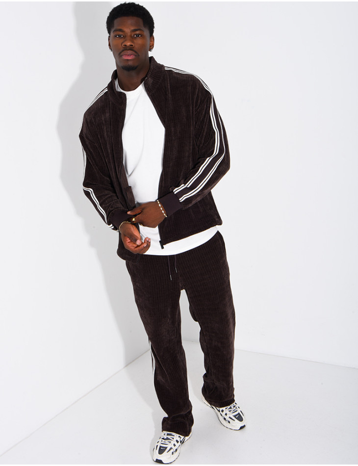 Ensemble côtelé pantalon et veste à bandes