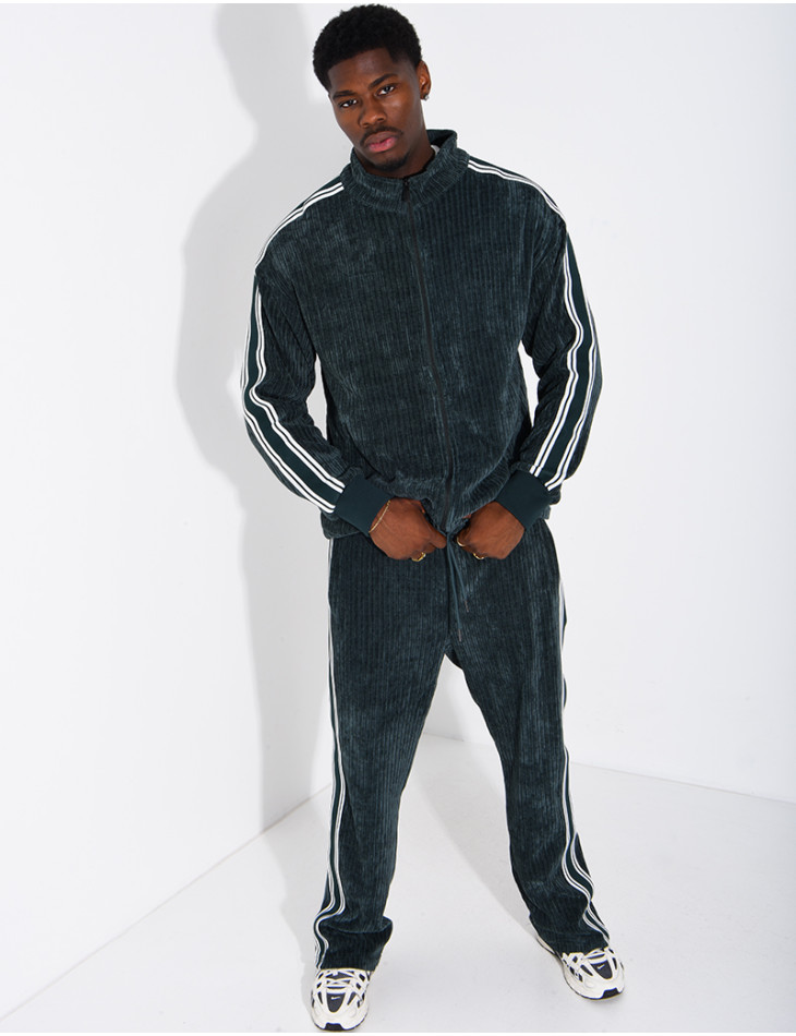 Ensemble côtelé pantalon et veste à bandes