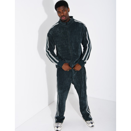 Ensemble côtelé pantalon et veste à bandes