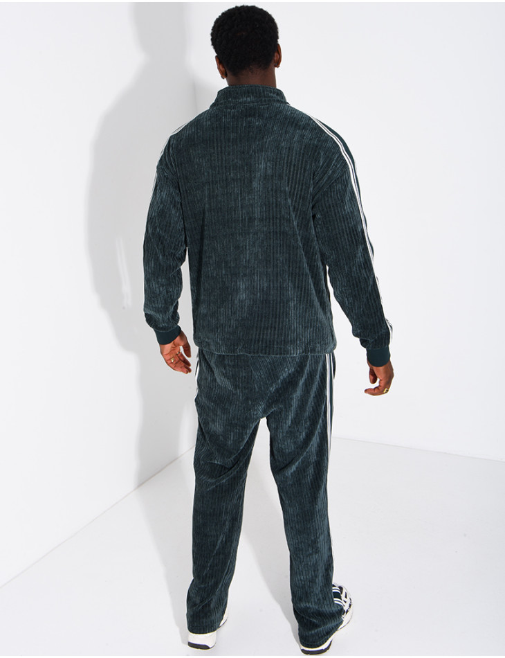 Ensemble côtelé pantalon et veste à bandes
