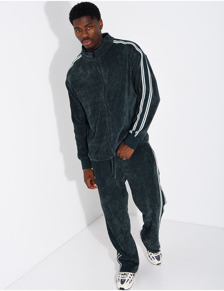 Ensemble côtelé pantalon et veste à bandes