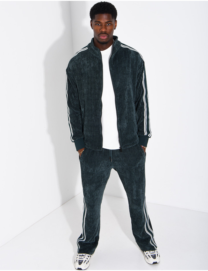 Ensemble côtelé pantalon et veste à bandes