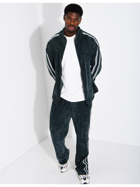 Ensemble côtelé pantalon et veste à bandes
