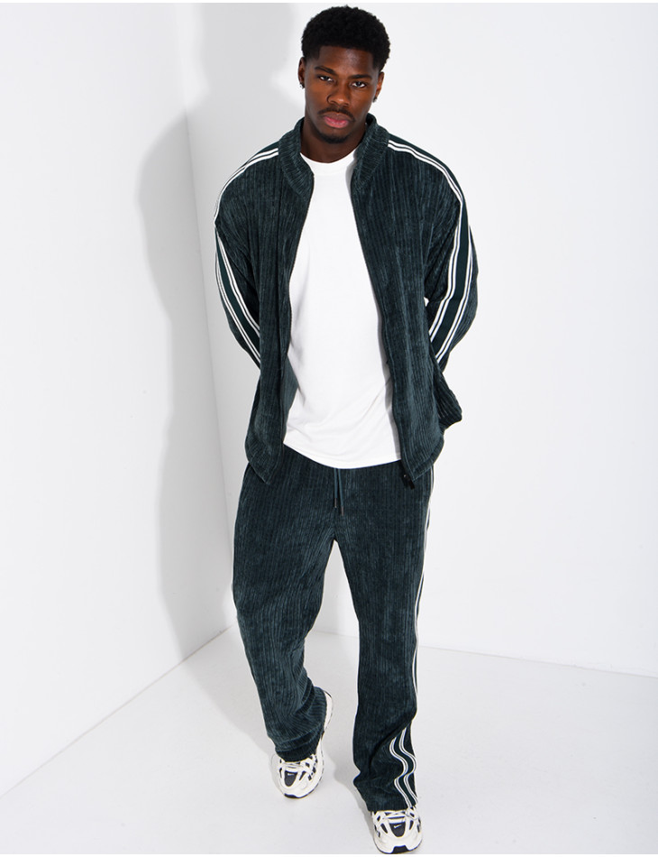 Ensemble côtelé pantalon et veste à bandes
