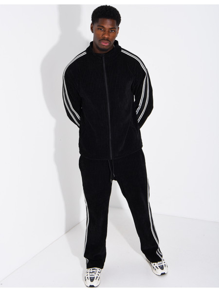 Ensemble côtelé pantalon et veste à bandes