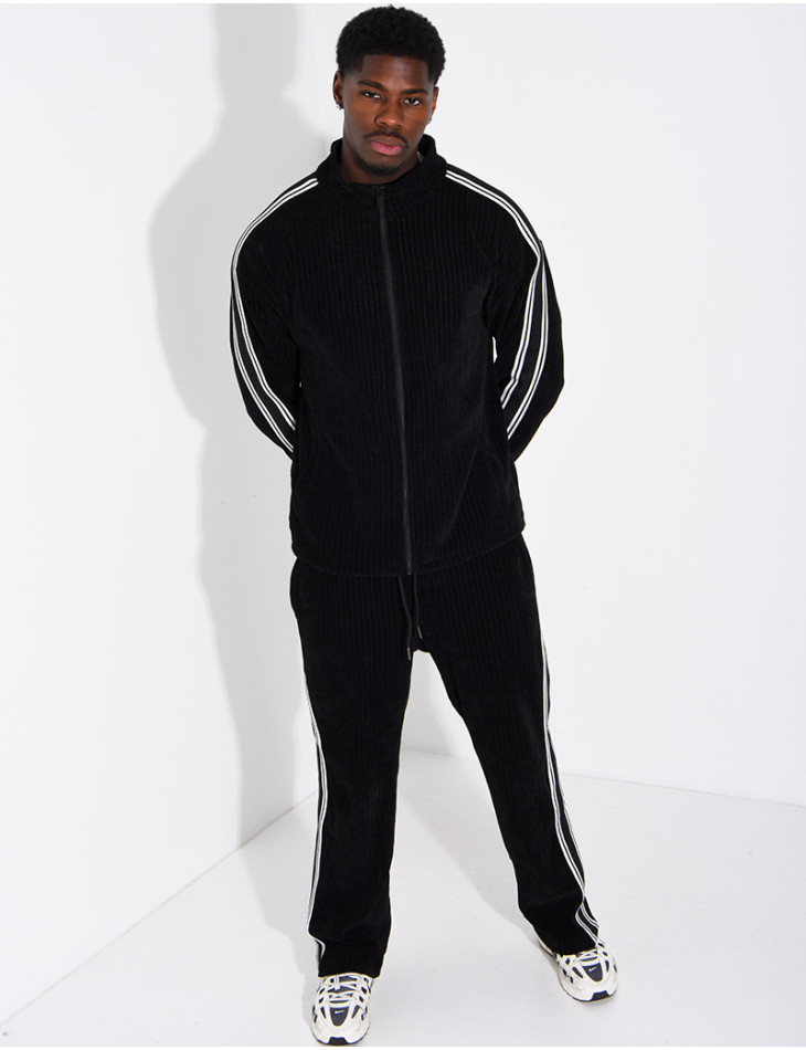 Ensemble côtelé pantalon et veste à bandes