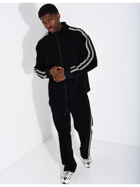 Ensemble côtelé pantalon et veste à bandes