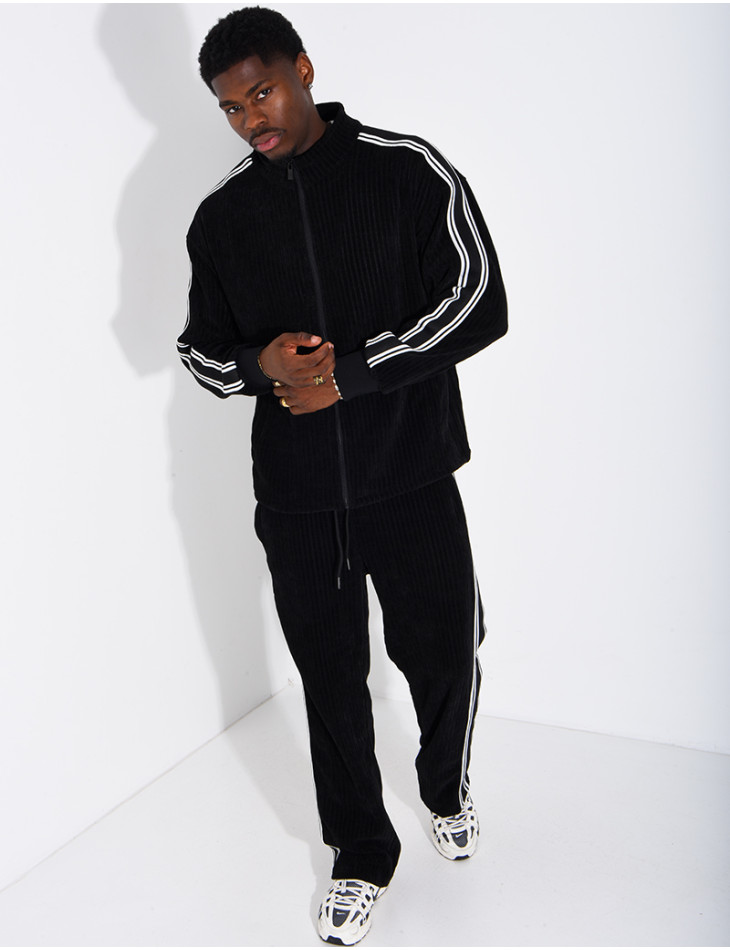 Ensemble côtelé pantalon et veste à bandes