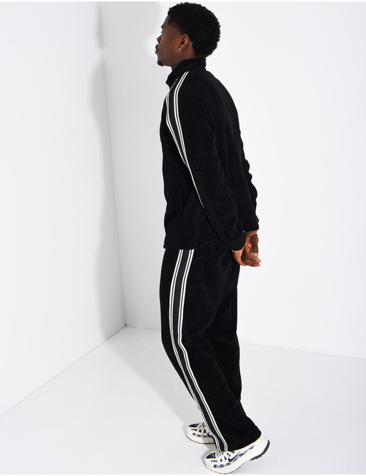 Ensemble côtelé pantalon et veste à bandes