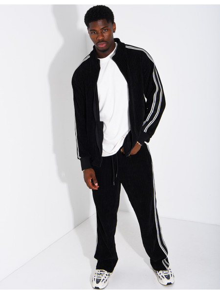 Ensemble côtelé pantalon et veste à bandes