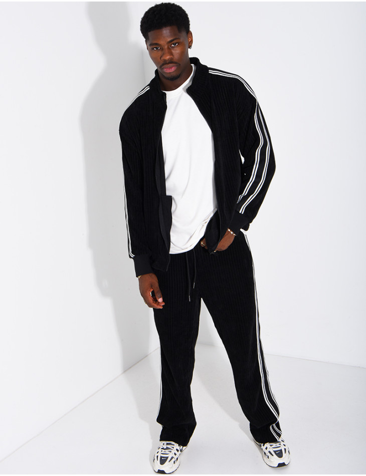 Ensemble côtelé pantalon et veste à bandes