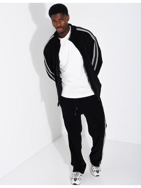 Ensemble côtelé pantalon et veste à bandes