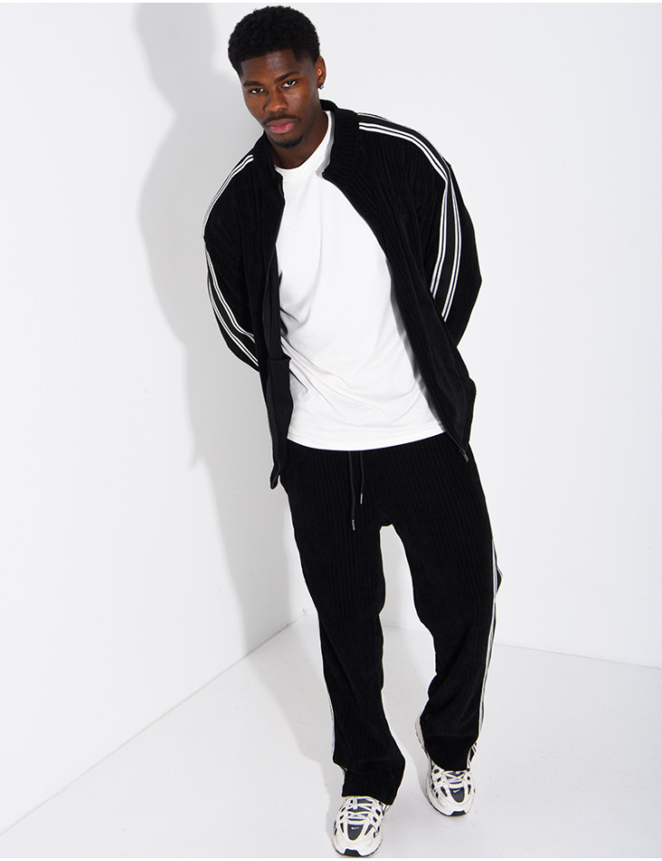 Ensemble côtelé pantalon et veste à bandes