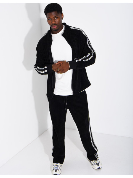 Ensemble côtelé pantalon et veste à bandes