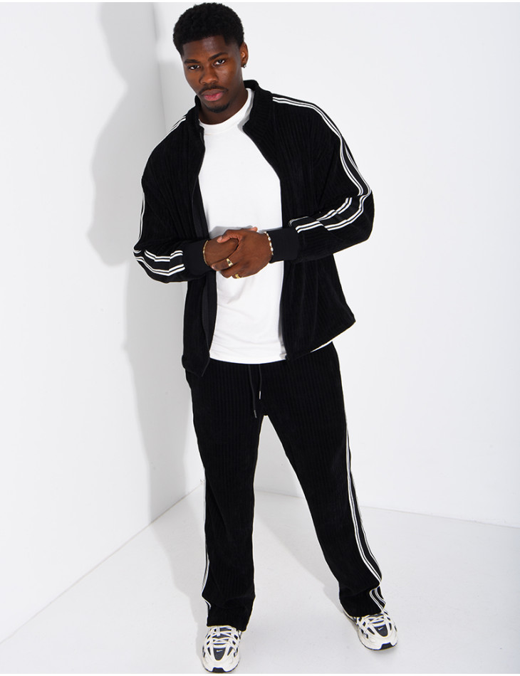 Ensemble côtelé pantalon et veste à bandes