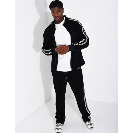 Ensemble côtelé pantalon et veste à bandes