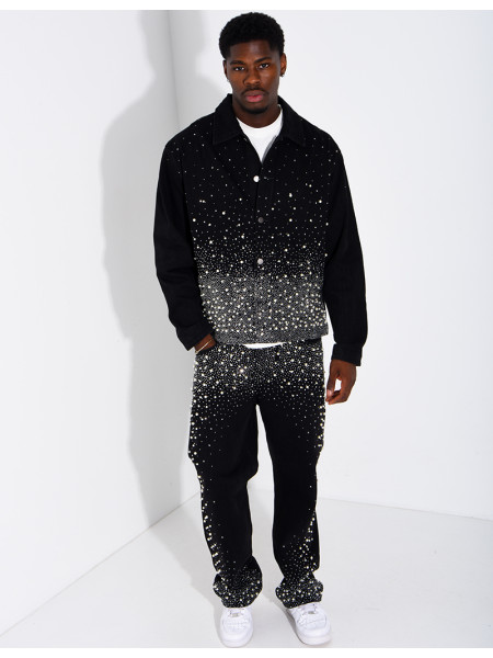 Ensemble en jeans à perles pantalon et veste