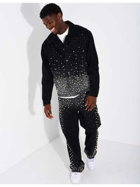Ensemble en jeans à perles pantalon et veste
