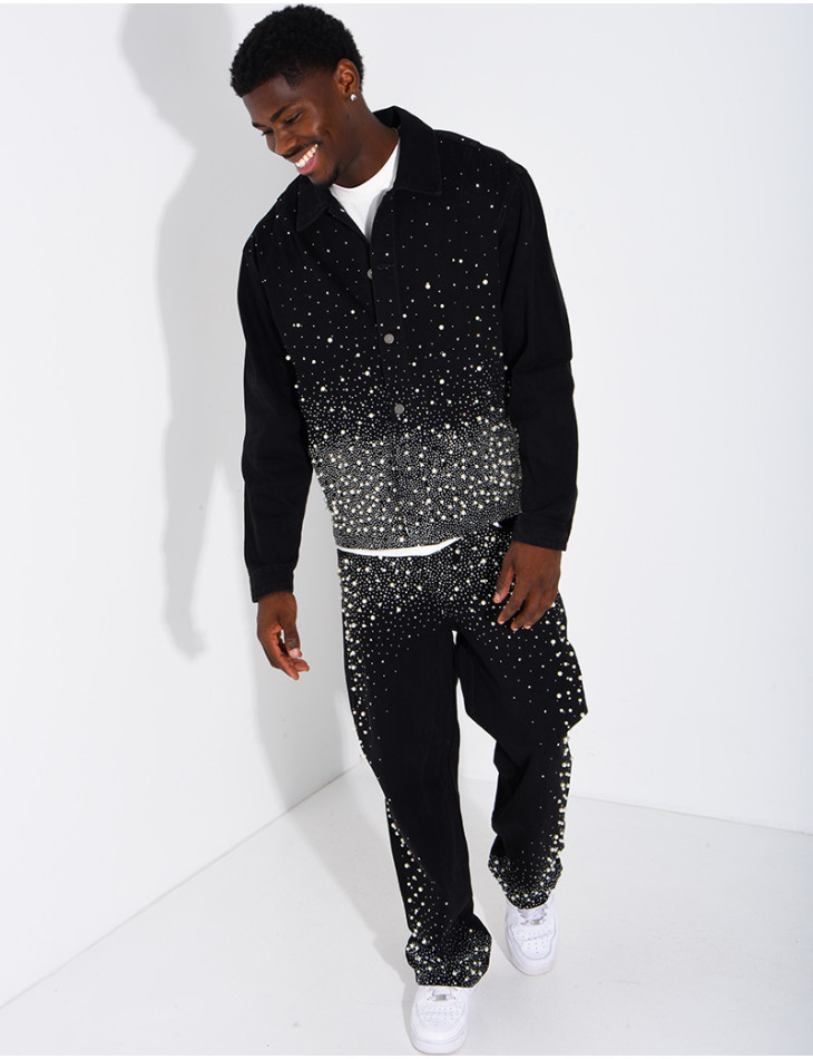 Ensemble en jeans à perles pantalon et veste