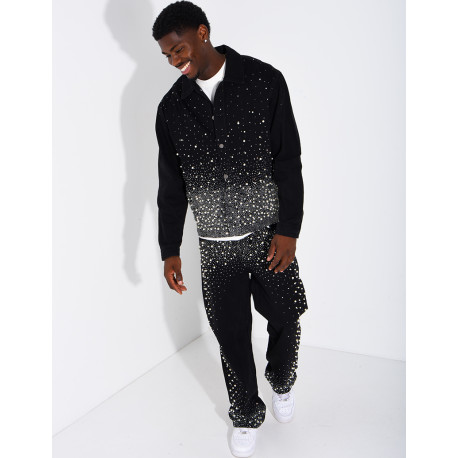 Ensemble en jeans à perles pantalon et veste