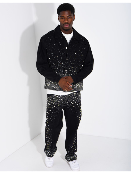 Ensemble en jeans à perles pantalon et veste
