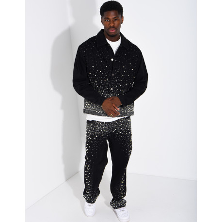 Ensemble en jeans à perles pantalon et veste