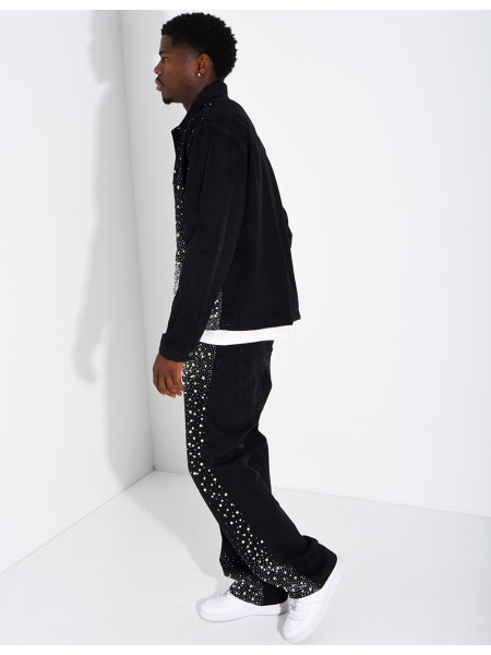 Ensemble en jeans à perles pantalon et veste