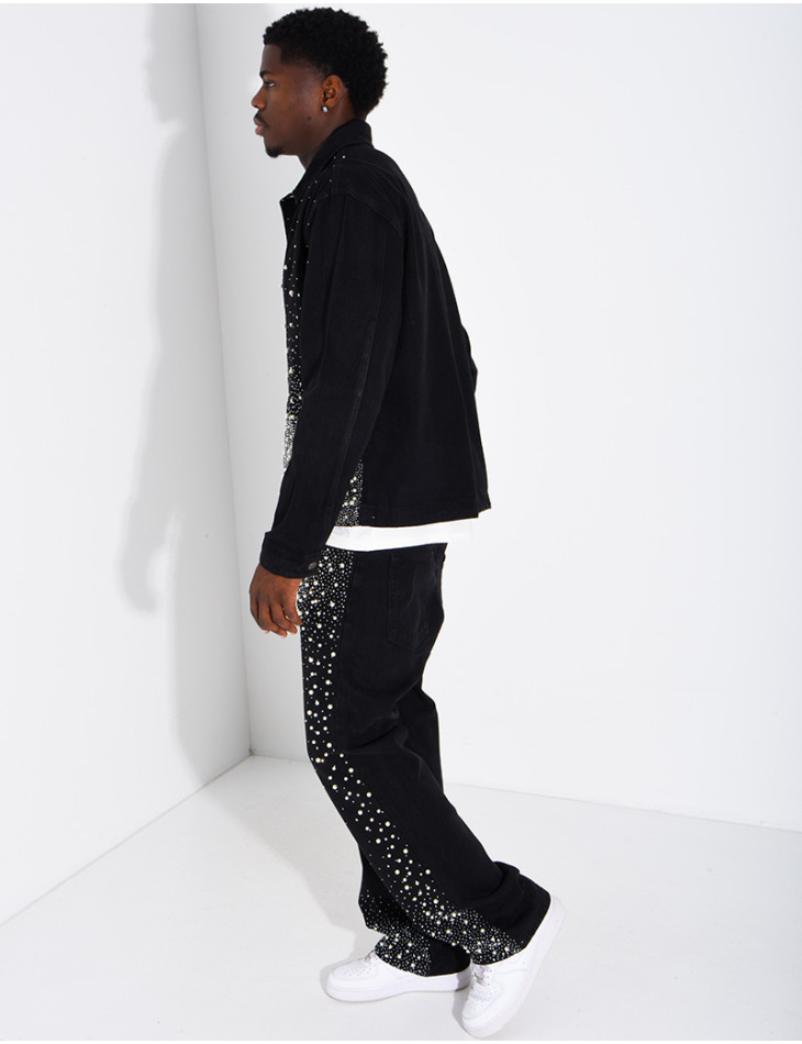Ensemble en jeans à perles pantalon et veste