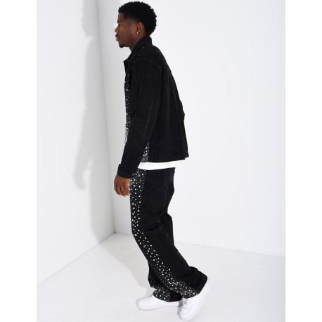 Ensemble en jeans à perles pantalon et veste