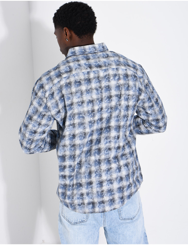 Chemise à carreaux ornée de strass