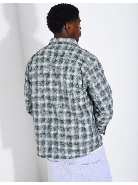 Chemise à carreaux ornée de strass