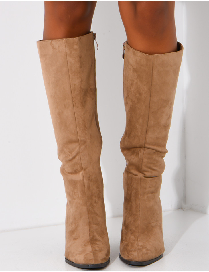 Suede stiletto boots