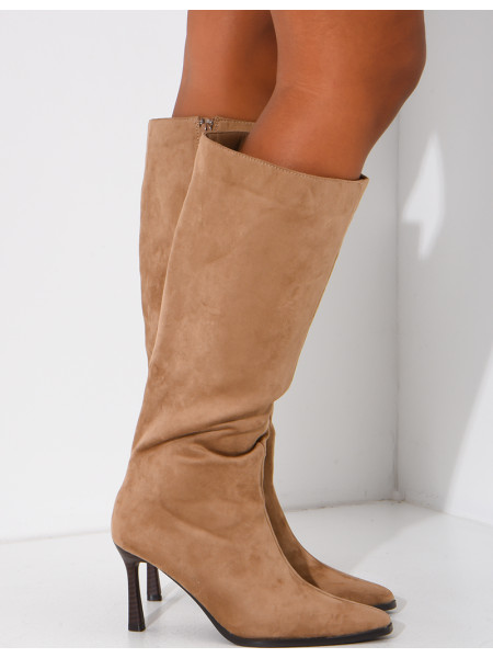 Suede stiletto boots