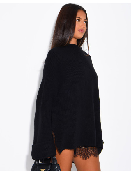 Pull oversize col montant en maille épaisse
