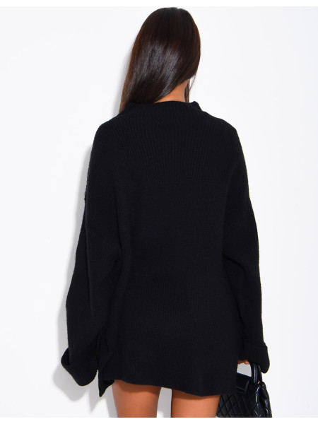 Pull oversize col montant en maille épaisse