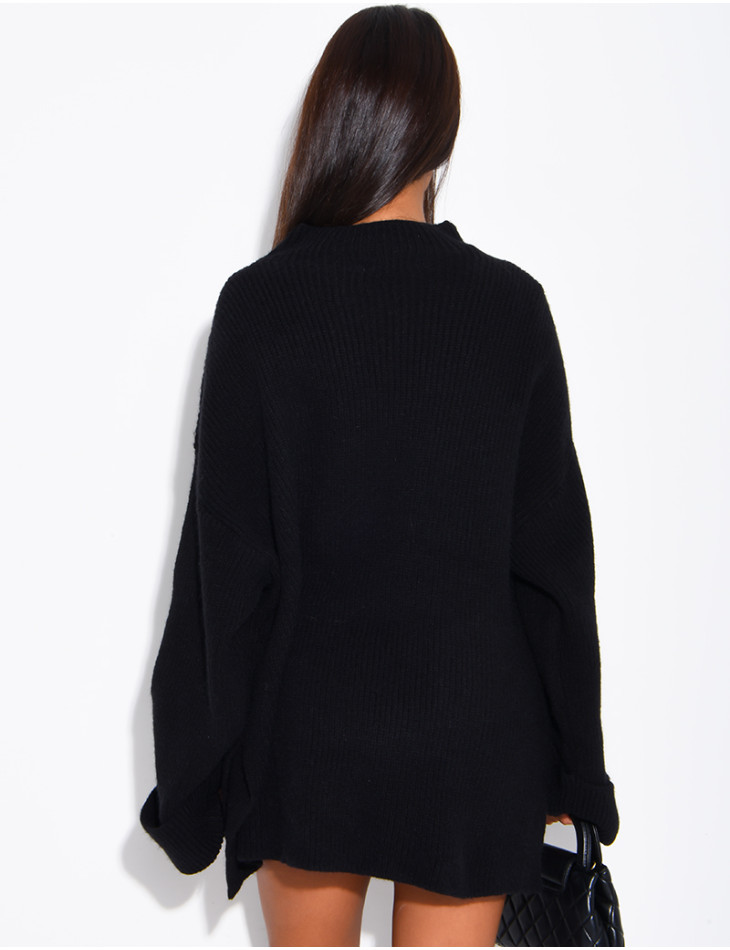 Pull oversize col montant en maille épaisse