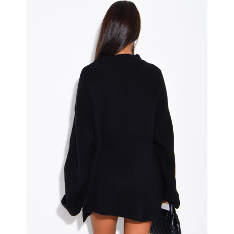 Pull oversize col montant en maille épaisse