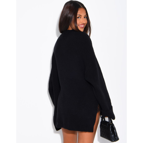 Pull oversize col montant en maille épaisse