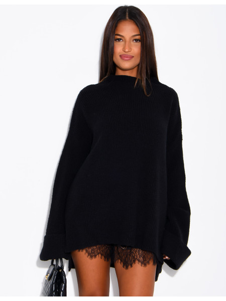 Pull oversize col montant en maille épaisse