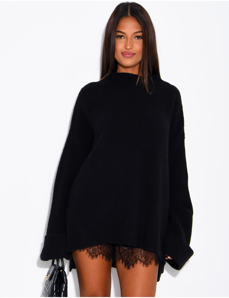 Pull oversize col montant en maille épaisse