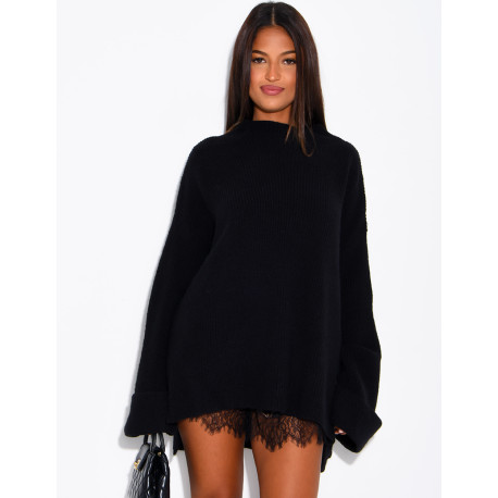 Pull oversize col montant en maille épaisse