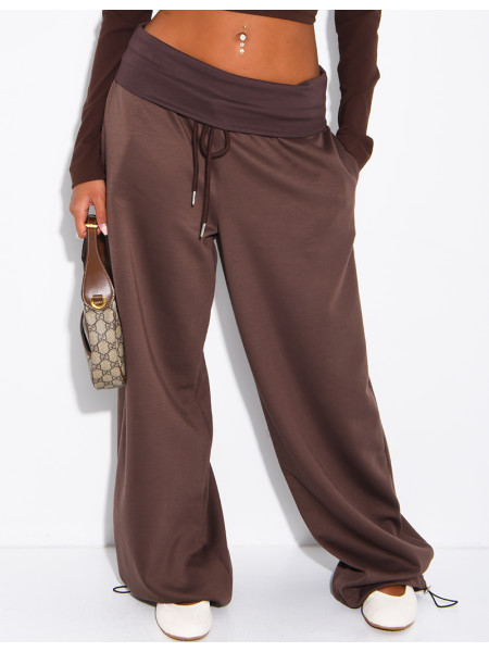 Pantalon de jogging large retroussé à la taille