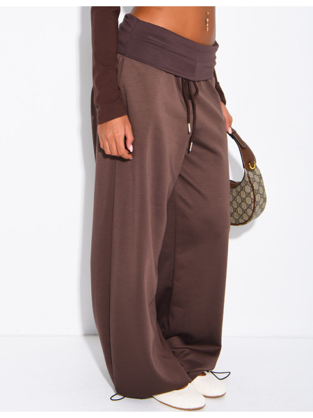 Pantalon de jogging large retroussé à la taille