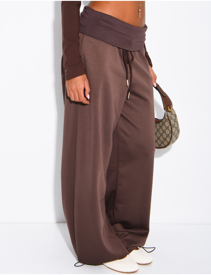 Pantalon de jogging large retroussé à la taille