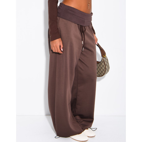 Pantalon de jogging large retroussé à la taille